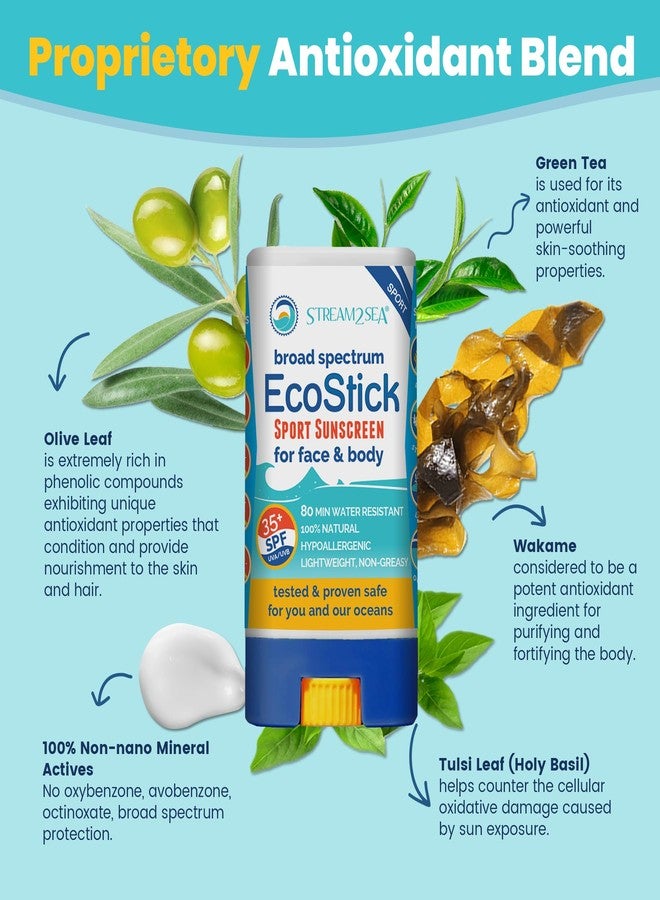 STREAM 2 SEA STREAM2SEA EcoStick SPF 35 Mineral Sunscreen Stick, Sweat Water Resistant Sunblock, USDA Approved Biodegradable Paraben Free Reef Safe Sunscreen Protection Against UVA UVB (EcoStick Sport) - 0.5 oz - Image 5